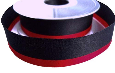 27mm Black & Red Double Face Satin Ribbon by Berisfords