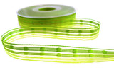 15mm Greens Sheer Ribbon with Woven Silk Stripes by Berisfords