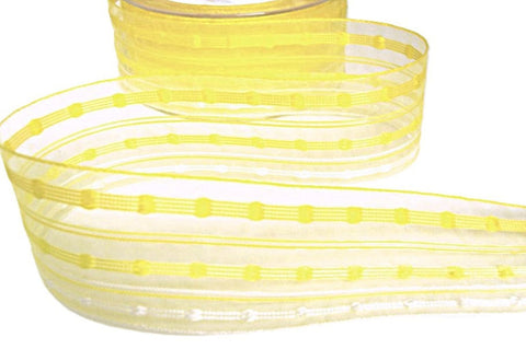 40mm Yellows & Ivory Organza Ribbon with Silk Stripes | Berisfords