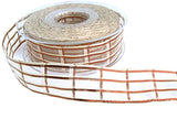 25mm Copper-Cream Metallic Sheer-Check Ribbon by Berisfords