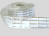 25mm White-Metallic Silver Check-Sheer Ribbon by Berisfords