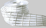 40mm White-Metallic Silver Check-Sheer Ribbon by Berisfords
