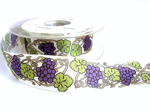 26mm Grape Vine Design Printed Taffeta Ribbon"Divino"by Berisfords