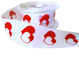 40mm White & Red Love Hearts Print Wired Taffeta Ribbon | Berisfords