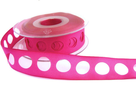 17mm Pale Fuchsia Ribbon with Egg Shaped Holes and Wire Edged