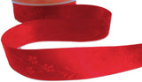 25mm Red Satin-Woven Jacquard Rose Ribbon by Berisfords