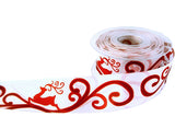 40mm Reindeer Printed Taffeta Ribbon with Wired Borders