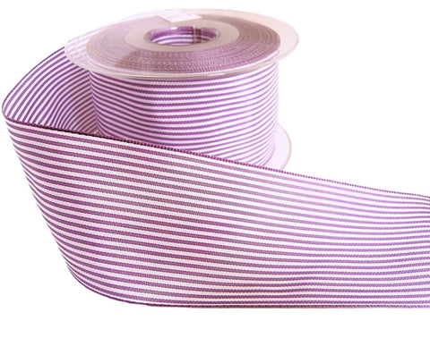 50mm Lilac & White Pencil Stripe Polyester Taffeta Ribbon | Berisfords
