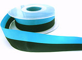 16mm Black & Peacock Blue Bold Stripe Polyester Taffeta Ribbon