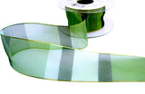 44mm Mixed Green Bands Sheer Ribbon with Gold Borders