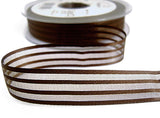 15mm Brown Satin and Sheer Striped Ribbon by Berisfords