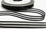 10mm Black Satin & Sheer Striped Ribbon by Berisfords