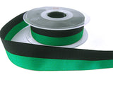 16mm Black & Green Bold Stripe Polyester Taffeta Ribbon