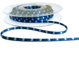 3mm Royal Blue, Green & White Woven Silk Ribbon