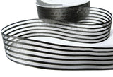 25mm Charcoal Black Satin & Sheer Striped Ribbon by Berisfords