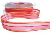 15mm Reds & Rusts Sheer & Silk Striped Ribbon by Berisfords