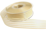 25mm Cream Satin & Sheer Organza Stripe Ribbon | Berisfords