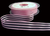 15mm Pale Rose Pink Satin & Sheer Organza Stripe Ribbon | Berisfords