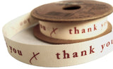 R7747 15mm Cream-Red thank you Grosgrain Ribbon by Berisfords.