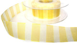 25mm Yellow & White Banded Bold Stripe Sheer Ribbon | Berisfords