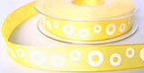 16mm Yellow & White Wire Edge Taffeta Circle Rings Print Ribbon