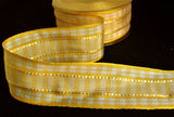 R7861 40mm Jasmine Yellow-White Banded Gingham Ribbon by Berisfords