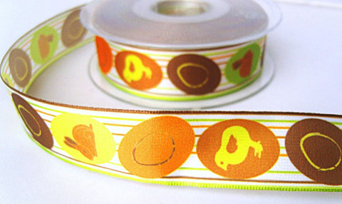 25mm Easter Egg, Bunny & Chick Print Wired Edge Ribbon