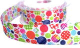 25mm White-Multi Spotty Print Wire Edge Taffeta Ribbon | Berisfords