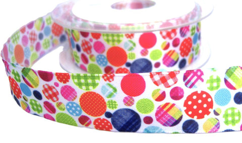 25mm White-Multi Spotty Print Wire Edge Taffeta Ribbon | Berisfords