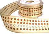 40mm Cream-Multi  Metallic Edge Wired Spotty Print Taffeta Ribbon