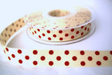 R8403C 15mm Cream and Red Polka Spot Grosgrain Ribbon by Berisfords