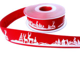 25mm Red Rustic Scandi Christmas Print Taffeta Ribbon | Berisfords