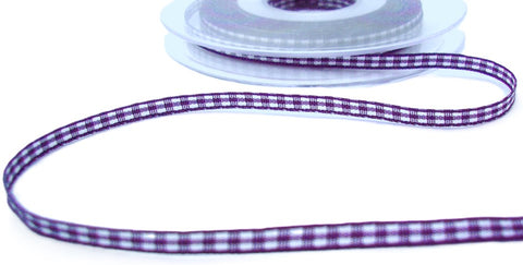 R8547 5mm Purple-White Polyester Gingham Ribbon by Berisfords
