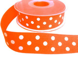 26mm Fluorescent Orange Polka Dot Spotty Grosgrain Ribbon | Berisfords