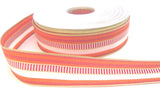 R8697 25mm Oranges-White-Red-Metallic Gold Stripe Ribbon by Berisfords