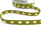 10mm Green Polyester Ribbon, Double Face Woven Silk Bobble Centre