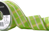 40mm Green-Yellow-Metallic Gold Tartan Ribbon by Berisfords