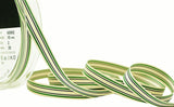 R9267 10mm Ivory-Green-Black Striped Deckchair Grosgrain Ribbon