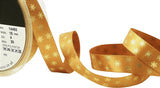 R9275 15mm Old Gold Satin Ribbon Metallic Polka Flakes Berisfords