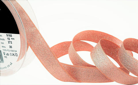 R9305 15mm Rose Gold Metallic Lame Ribbon by Berisfords