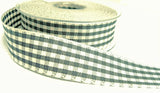 R9370 25mm Smoked Grey-Natural Rustic Gingham Ribbon by Berisfords