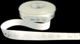 R9752 15mm White-Silver Save The Date Printed Satin Ribbon, Berisfords
