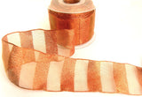 R9827 60mm Copper Banded Glitter Bar Metallic Sheer Ribbon, Berisfords
