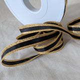 Ribbon Sale | 10mtrs | 10mm Gold & Black Grosgrain Stripe | Berisfords