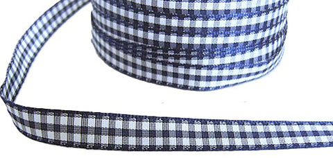 10mm Navy & White Traditional Gingham Ribbon | Berisfords 13
