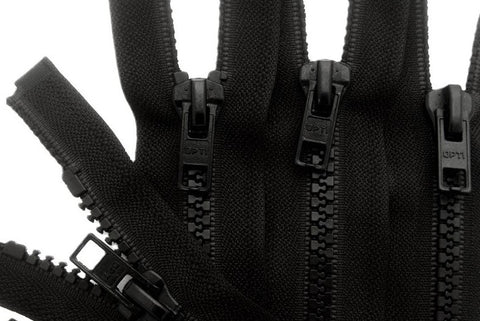 Optilon quality 41cm Black Closed End Zip with a 6mm fastening width of the chunky plastic teeth 