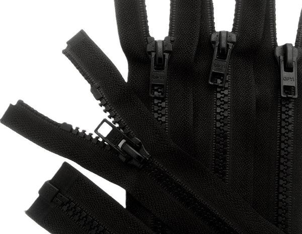 Optilon 71cm Black Chunky Plastic Open End Zip No.6 – Ribbonmoon
