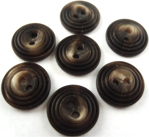 B0008 15mm Brown-Natural Cream Matt Ringed Edge 2 Hole Button