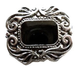 B0116L 21mm Silver Gilded Poly Shank Button, Onyx Effect Centre