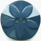 B0902L 22mm Pale Navy Flower Design Gloss 2 Hole Button
